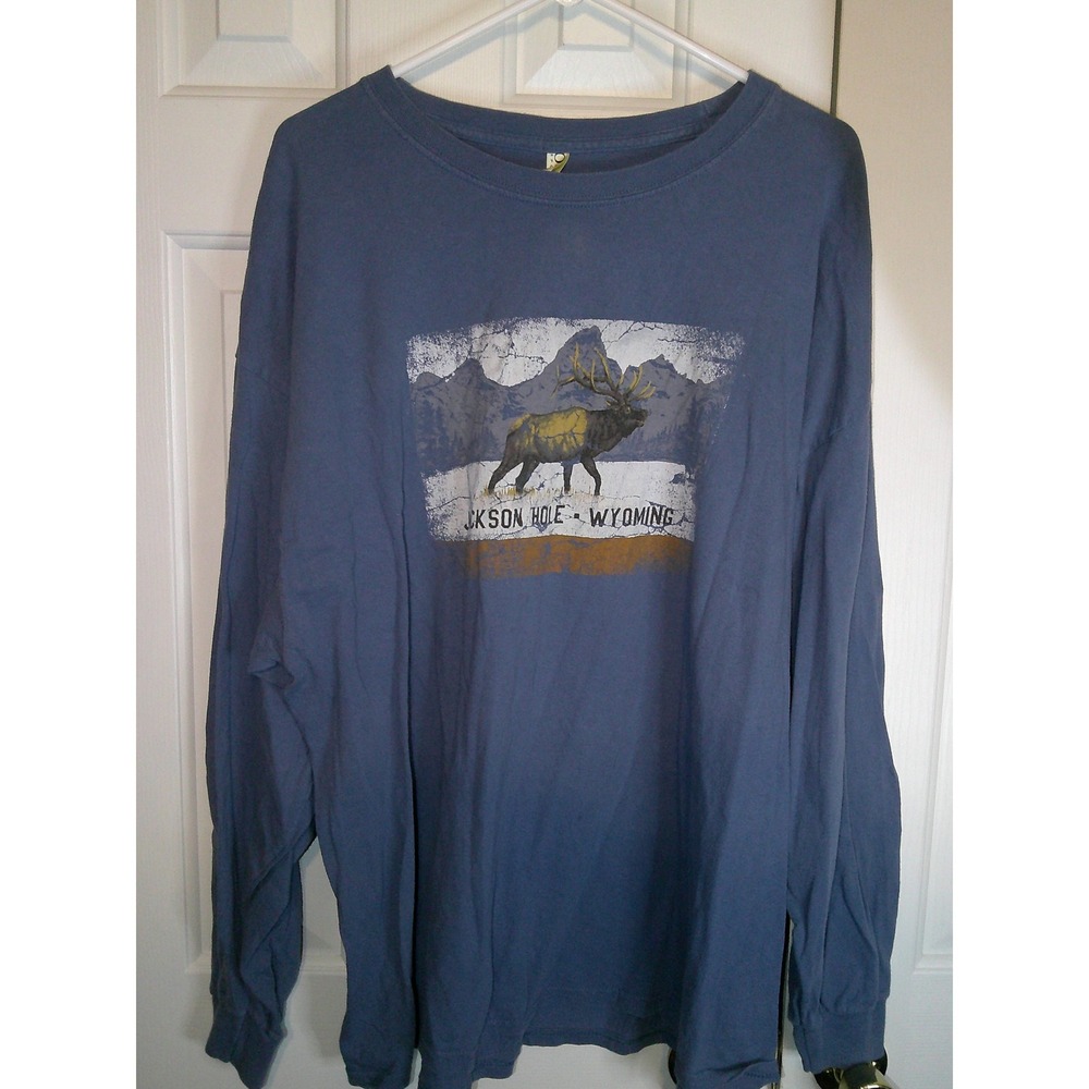 Ouray Sportswear Jackson Hole Wyoming‎ Elk Graphic Long Sleeve T-Shirt XXXL